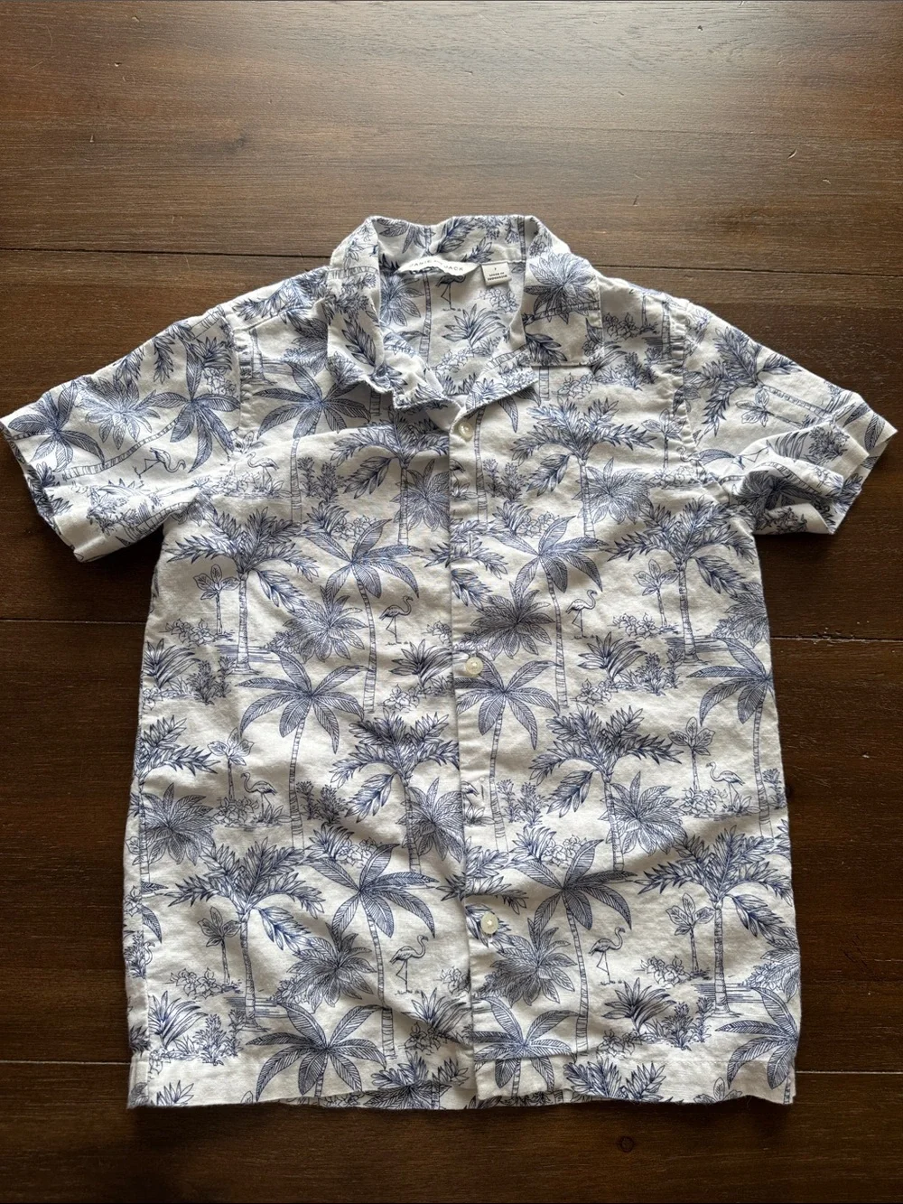 Size 7 Janie and Jack tropical set Linen-Cotton Cabana Shirt and shorts